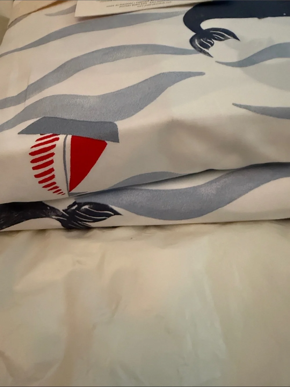 Pottery Barn Kids Nautical Whale Organic Sheet Set in White, Blue & Red